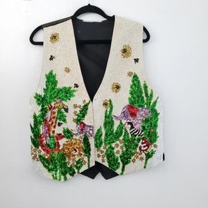 Vintage unbranded jungle sequin vest